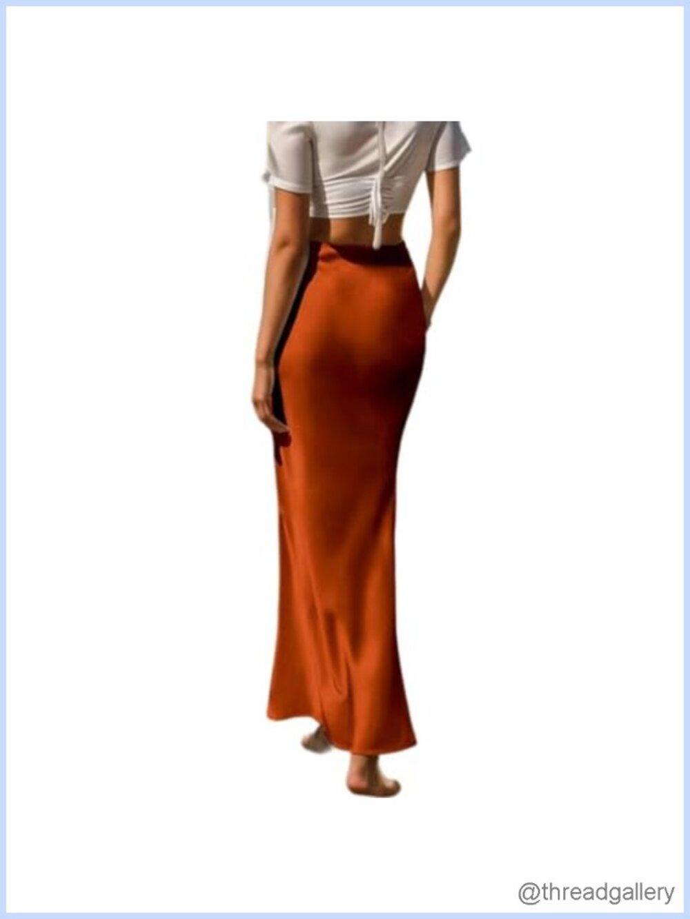 Satin Maxi Skirt High Waist A Line Long Fishtail Skirt for Women